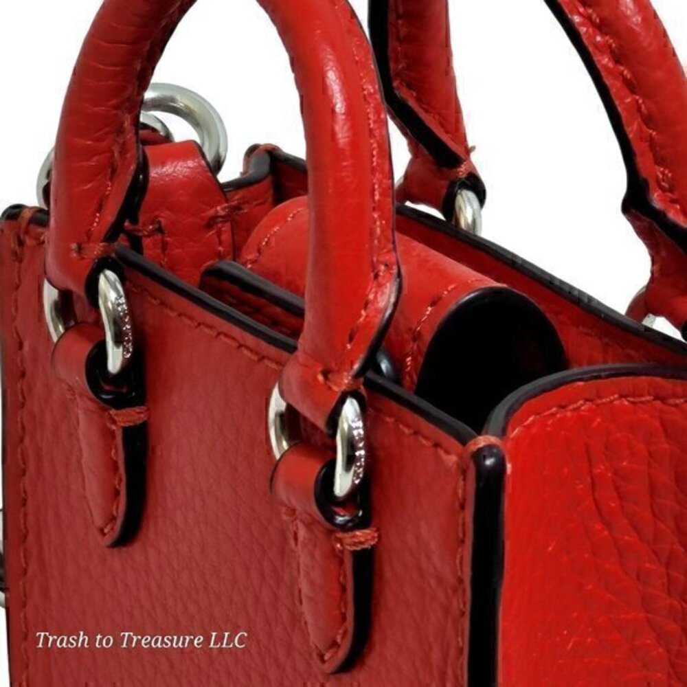 Coach Leather Mini Tote North South Red Bag Charm Keyring - Picture 7 of 9